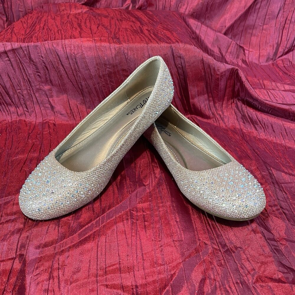 Womens Hot Cakes "Orleans" Rhinestone Glitter Slip-On Flats Party Shoes sz 7M